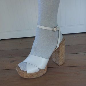 2 x 20 Aldo Rivalgo white leather and cork sandals